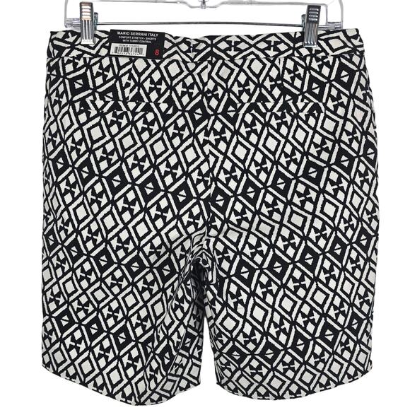 Mario Serrani Italy Black White Comfort Stretch Tummy Control Shorts 8 NWT - Picture 2 of 6